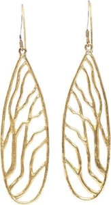 Pendientes estrechos MERCEDES SHAFFER ramas intrincadas chapados en oro de 24 k MS121GP - Imagen 1 de 3