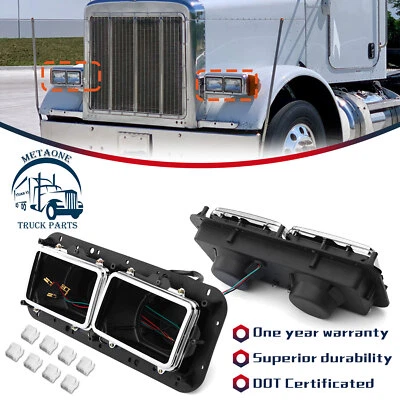US Stock 2PCS Headlight Housing Bases for Kenworth t600 t800 Peterbilt 378 379 - Image 1 of 4