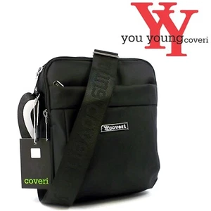 COVERI YY Borsello Uomo Tracolla Piccola Casual Passeggio Nero Tessuto CFGJA55 - Zdjęcie 1 z 21