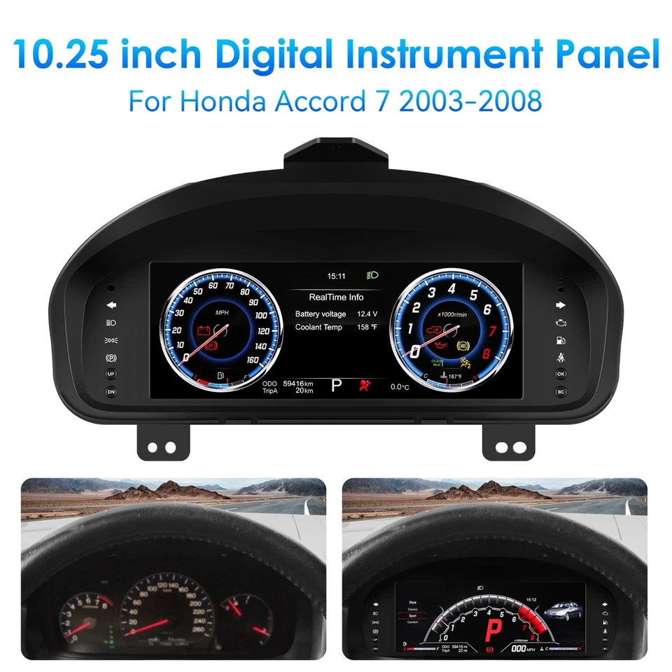 Cuadro de instrumentos LCD digital de 10,25"" para velocímetro Honda Accord 03-07 Foto 1 de 4