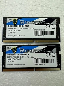 G.SKILL Ripjaws 32GB 2x16G SO-DIMM 260-Pin DDR4 2666 PC4 - Picture 1 of 3