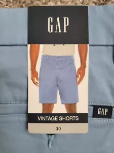 "Pantalones cortos chinos ""Vintage"" Gap para hombre, talla 30 en azul atractivo, $54.50, ¡nuevos con etiquetas! - Imagen 1 de 9