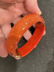 HIGH END*RARE VINTAGE AMAZINGLY GORGEOUS ORANGE SPARKLY CLAMPER BRACELET!! - Picture 1 of 7