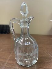 Vintage Small Clear Glass Pitcher With Etched FlowersAnd Stopper Great Condition