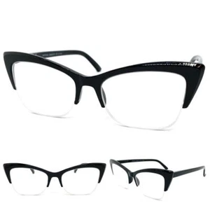 Women Classy Elegant Retro Cat Eye READING Eye Glasses Readers Black Frame +1.25 - Picture 1 of 6