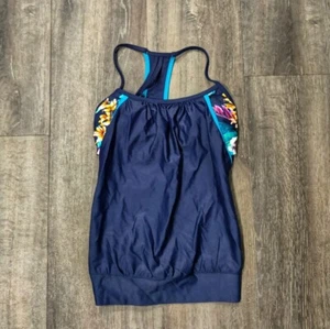*Neu ohne Etikett* Tankini Küstenblau mit Blumen-Bralette - XSmall - Bild 1 von 5