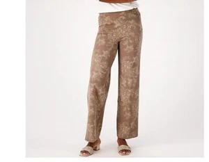 Isaac Mizrahi en vivo! Pantalón alto estampado 24/7 bebé pierna ancha marrón NUEVO talla 32W PLUS - Imagen 1 de 3