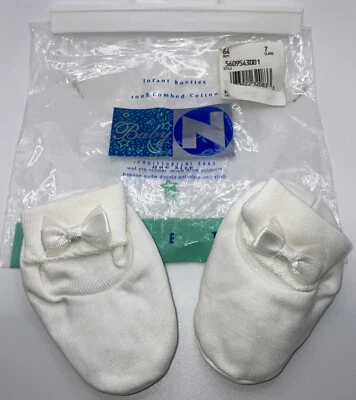 Botines de bebé Nordstrom vintage años 90 blanco peinado algodón talla única Foto 1 de 4