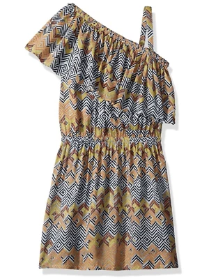 NUEVO Vestido Ella Moss Niñas 14 Estampado Un Hombro Foto 1 de 4