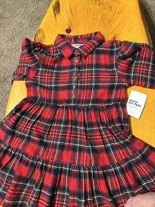 Kleinkind, Mädchen rot kariertes Baumwollkleid 3T. Neu mit Etikett - Bild 1 von 6
