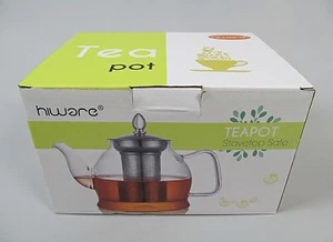 Hiware Teapot Glass w Removable Infuser 1000 ml 33 oz Capacity Stovetop Safe - Picture 1 of 6