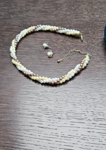 Pearl necklace with earings, set of 3, faux pearls (pre-owned) - Picture 1 of 4