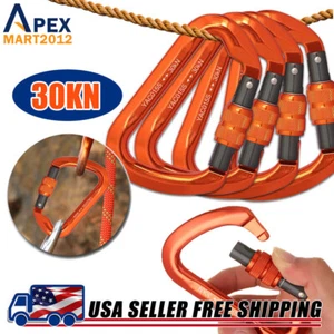 1-4 Packungen 30KN D-Form Aluminium Schloss Klettern Wandern Schraubtor Karabiner - Bild 1 von 13