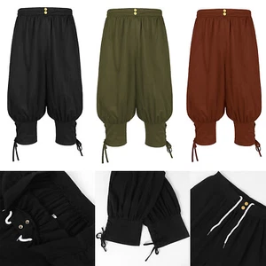 Mens Bloomers Lightweight Pirate Pants Carnival Renaissance Costume Steampunk - Picture 1 of 35