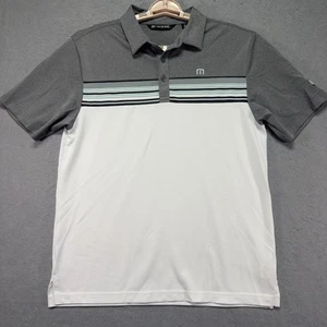 Travis Mathews Shirt Erwachsene Medium grau weiß Polo Performance Golf Stretch Herren - Bild 1 von 9