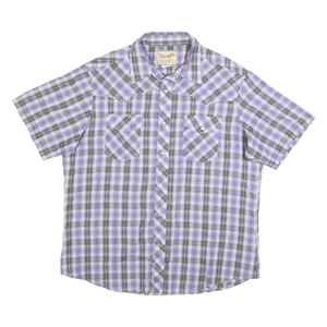 WRANGLER Mens Purple & Black Check Shirt XL Western Short Sleeve Casual Retro - Picture 1 of 6