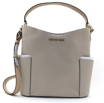 NWT Authentic MICHAEL KORS BEDFORD MD Pebbled Leather Bucket Shoulder Light Sand - Image 1 of 4
