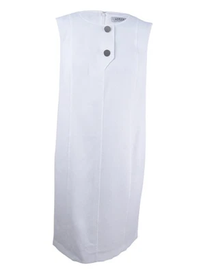 Vestido Kasper para mujer talla grande texturizado detalle de botones (22 W, hielo vainilla) Foto 1 de 2