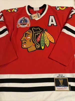 Camiseta deportiva de jugador Mitchell Ness NHL Chicago Blackhawks 1992 talla S Chris Chelios nueva con etiquetas Foto 1 de 4
