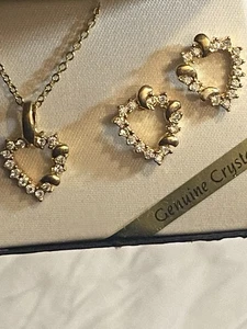 Römische echte Kristall Herz Halskette und Ohrringe - Bild 1 von 5