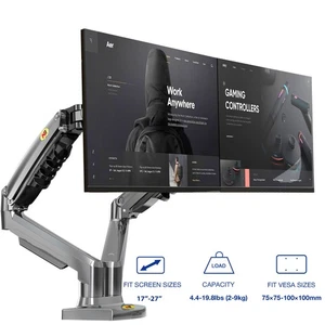 Dual Curved Monitor Mount 17-27" | Heavy Duty Gas Spring Arm | Synced Tilt - Picture 1 of 8