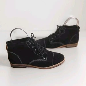 DIBA Eli Suede Leather bootie women's 9.5 black ankle Boots Chukka Oxford White. - Picture 1 of 14