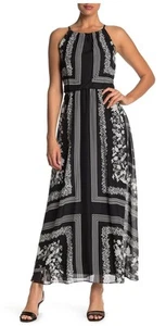 NWT Women's Mock-Neck Printed Three-Tier Maxi Dress Size 8 Julia Jordan - Picture 1 of 7