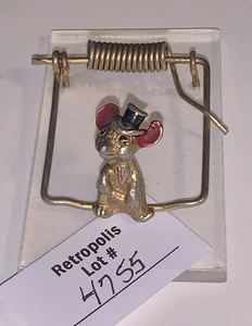 Lucite and Brass Mouse Trap Note Holder Clip MCM Office Desk Vintage Decor - Picture 1 of 14
