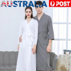Unisex Hotel Spa Waffle Bath Robes Nightwear Dressing Gown Bathrobes Pajamas AU - Picture 1 of 16