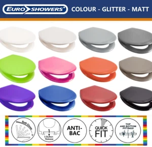 OPEN BOX Euroshowers RAINBOW COLOUR / GLITTER / MATT SOFT CLOSE TOILET SEAT - Picture 1 of 29