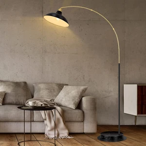Arc Floor Lamp for Living Room, Marble Base Standing Lamp - Black Gold Floor Lam - Picture 1 of 12