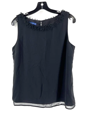 Camiseta sin mangas Talbots para mujer negra sin mangas floral cuello barco talla M RSVP Foto 1 de 4