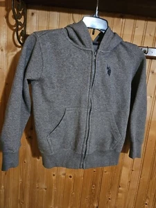 Polo Hoodie Size 8 Childs Kangaroo Pockets Gray Excellent Used Condition B1☆ - Picture 1 of 7