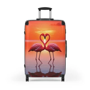 Suitcases - Flamingo Heart Sunset Design | Stylish Travel Luggage  - Picture 1 of 13