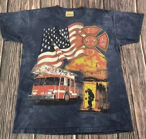Vintage Firefighter The Mountain Shirt America USA Patriotic Large Rescue - Picture 1 of 6