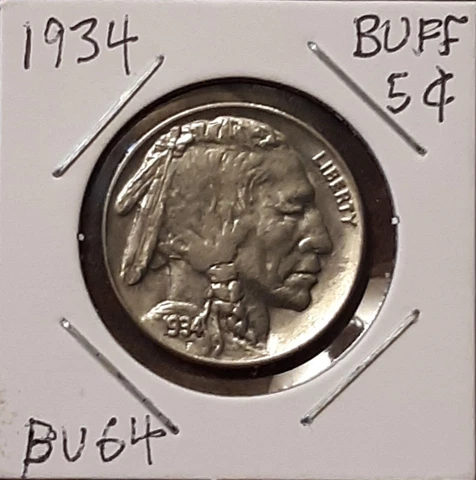 1934 Buffalo Nickel BU64 Condition Cover