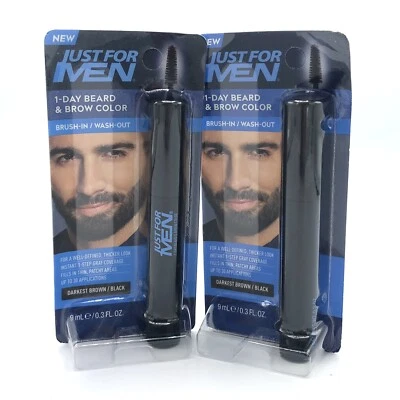 (2) Solo para hombres 1 día color barba y cejas MARRÓN OSCURO/NEGRO cepillo para lavar Foto 1 de 4