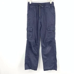 LL Bean Kids Size 12 Large Pants Blue Cargo Straight Leg Canvas Pull On Boys - Picture 1 of 8
