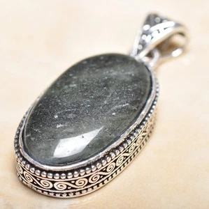Handgemacht Tourmalinated Quarz Jaspis 925 Sterling Silber Anhänger 2 " #P14120 - Bild 1 von 1
