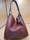 Zara Faux Leather Tote Shoulder Bag Travel Hobo Shopping Lined Goldtone Brown