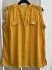 Women?S Mustard Colour Long Length Tunic Top  With Faux Pockets Uk Size 16