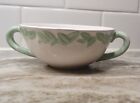 Bath Body Works Vintage Ceramic Display Teacup Cup Double Handle Green White