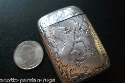 Antiguo American R Blackinton Co Sterling Match seguro decoración de león de pie Foto 1 de 4