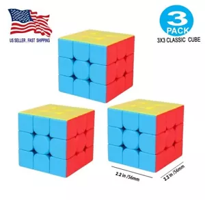 3 PACK Qiyi Speed Cube Smooth Magic Puzzle Twist Gift Toy 3x3x3 Stickerless Cube - Picture 1 of 4