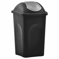 vidaXL Cestino dei Rifiuti con Coperchio Oscillante 60L Nero Argento Secchio