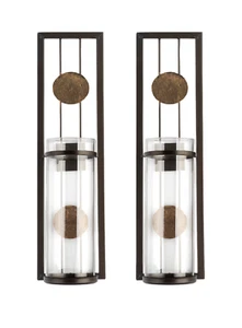 Danya B Set of 2 Contemporary Wall Sconces, Metal Wall Antique-Style Décor (25C) - Picture 1 of 5