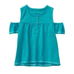 Gymboree Mädchen Shirt Top Cold Shoulder 4T Kleinkind Sommer NEU Sommer offen türkis - Bild 1 von 3