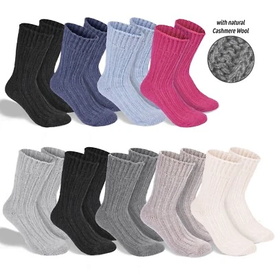 4 Pack BRUBAKER Womens Mens Thick Warm Wool Cashmere Socks Solid Winter Autum - Image 1 of 4