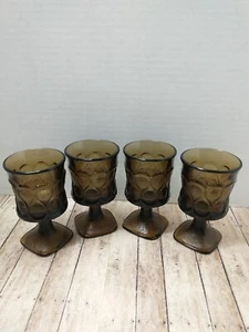 Noritake Spotlight Glass Goblet Tawny Walnut Brown Set of 4 MCM 4.5” Wine Juice - Picture 1 of 7