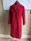 MISS SMITH vintage ? BRIGHT RED 100% pure new WOOL classic FULL COAT 16 18